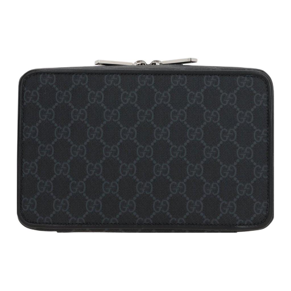 Gucci Double G Zipper Closure Calfskin Crossbody Bag Men bags Black 792456-FADJA-1042