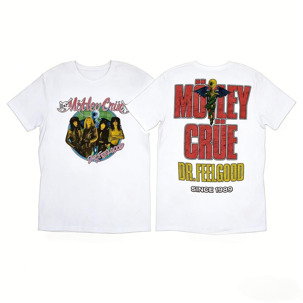 New Motley Crush Metal Rock Band Smoked Street 3D Neutral Tshirt Retro Harajuku American Round Neck Top Mens Wear