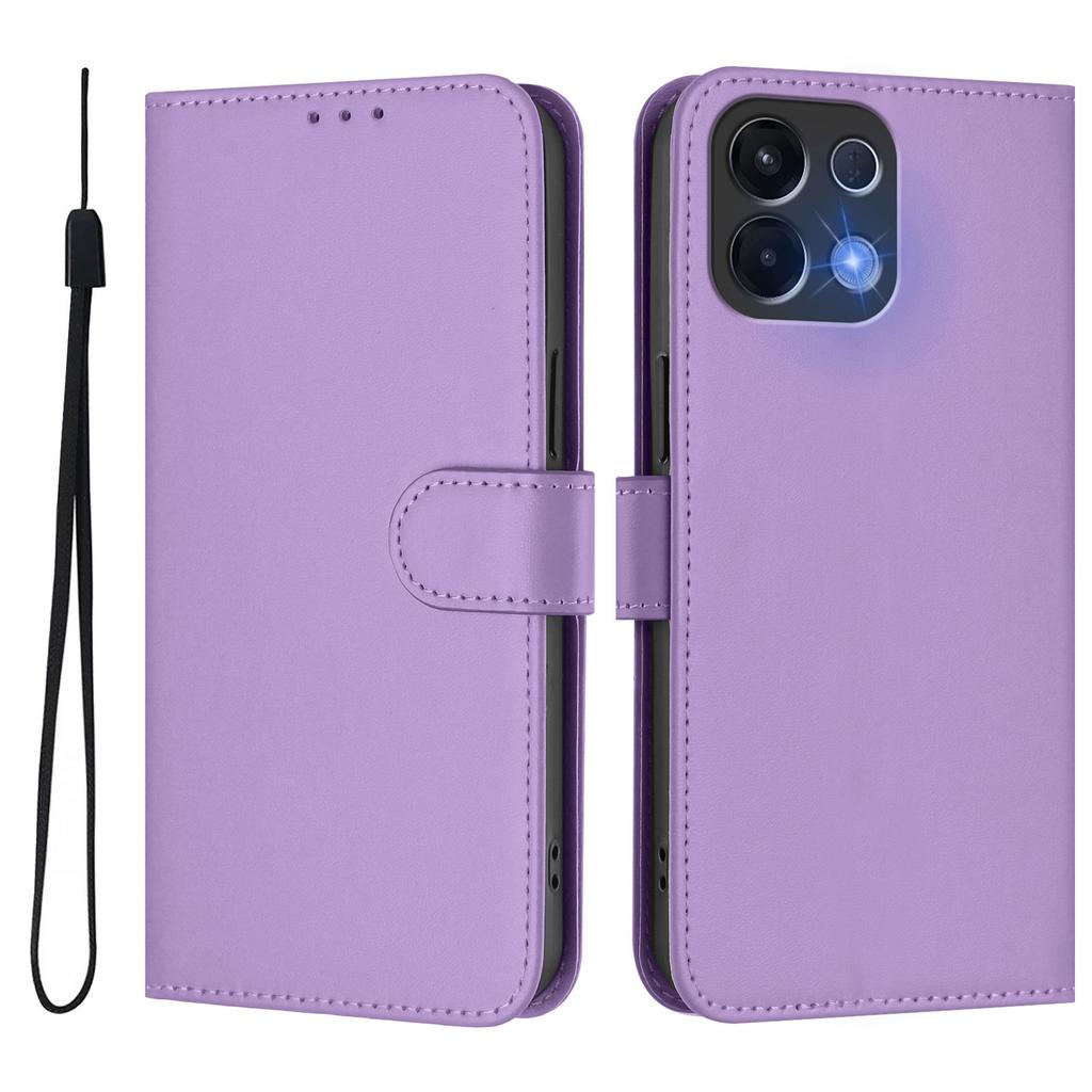 For Oppo K13 5G Case Solid Color Wallet Leather Phone Cover with Strap