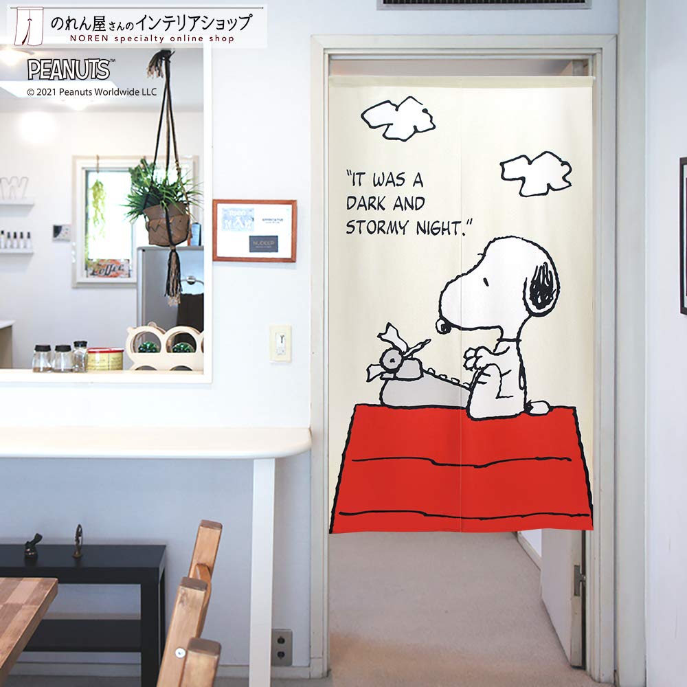 Noren Kobo Noren Snoopy PEANUTS SNOOPY Width 85cm X Length Typewriter 93867 Curtain, Print, Half-Length Curtain, 150cm, Pattern,