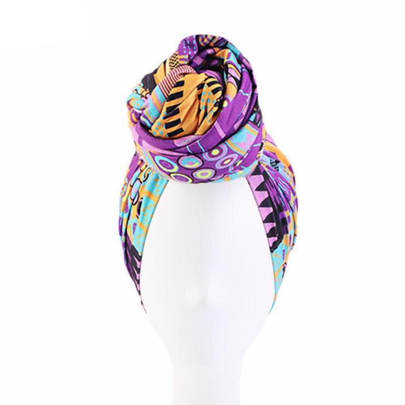 India Turban Women Printed Turban Big Flower Headwear Bandana Hijab Long Turban Hair Accessories