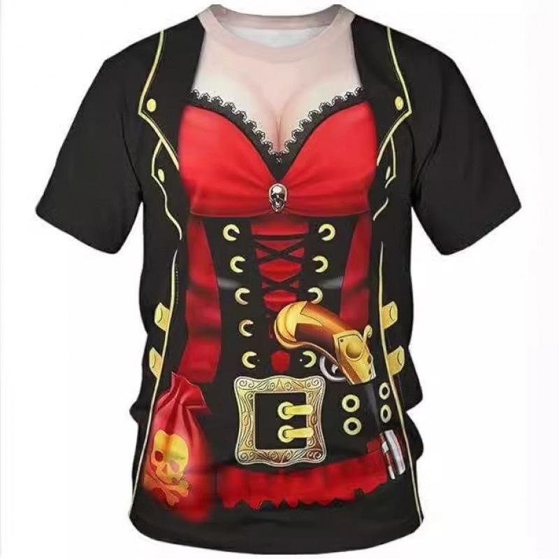 Sommer Herren Piraten 3D-Druck Rundhals-T-Shirt