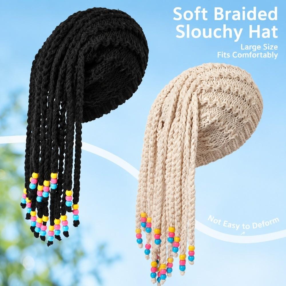 Faux Braid Dreadlock Beanie Knitted Braided Wig Hat Colorful Faux Braid Hat  Daily Outing