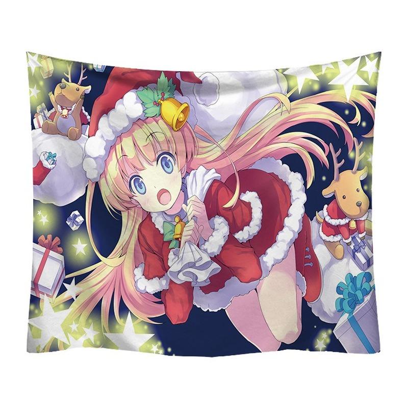 Heimdekoration, Cartoon-Mädchen, Weihnachtsserie, Wandteppich, Druck, Wandverkleidung, Raumwand, Hintergrund, Wandverkleidung, 230 x 180 cm, Tapiz