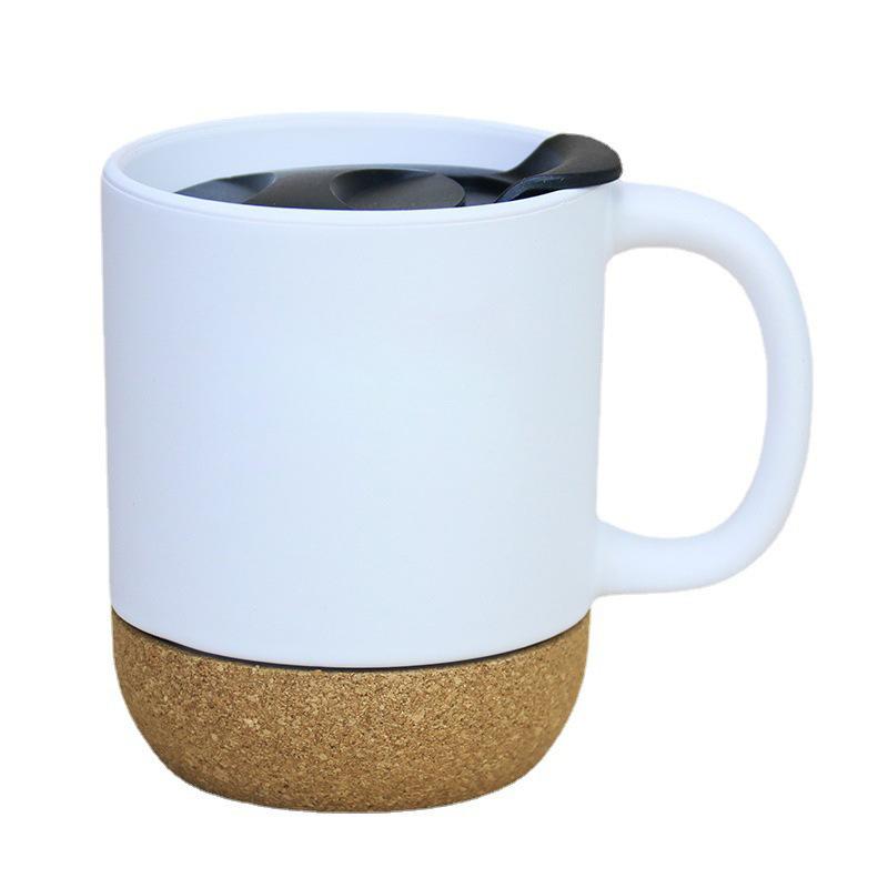 Frosted Ceramic Coffee Mug Cork Bottom Lead Free 400ml Milk Water Cup for Travel Hiking Outdoor Activity