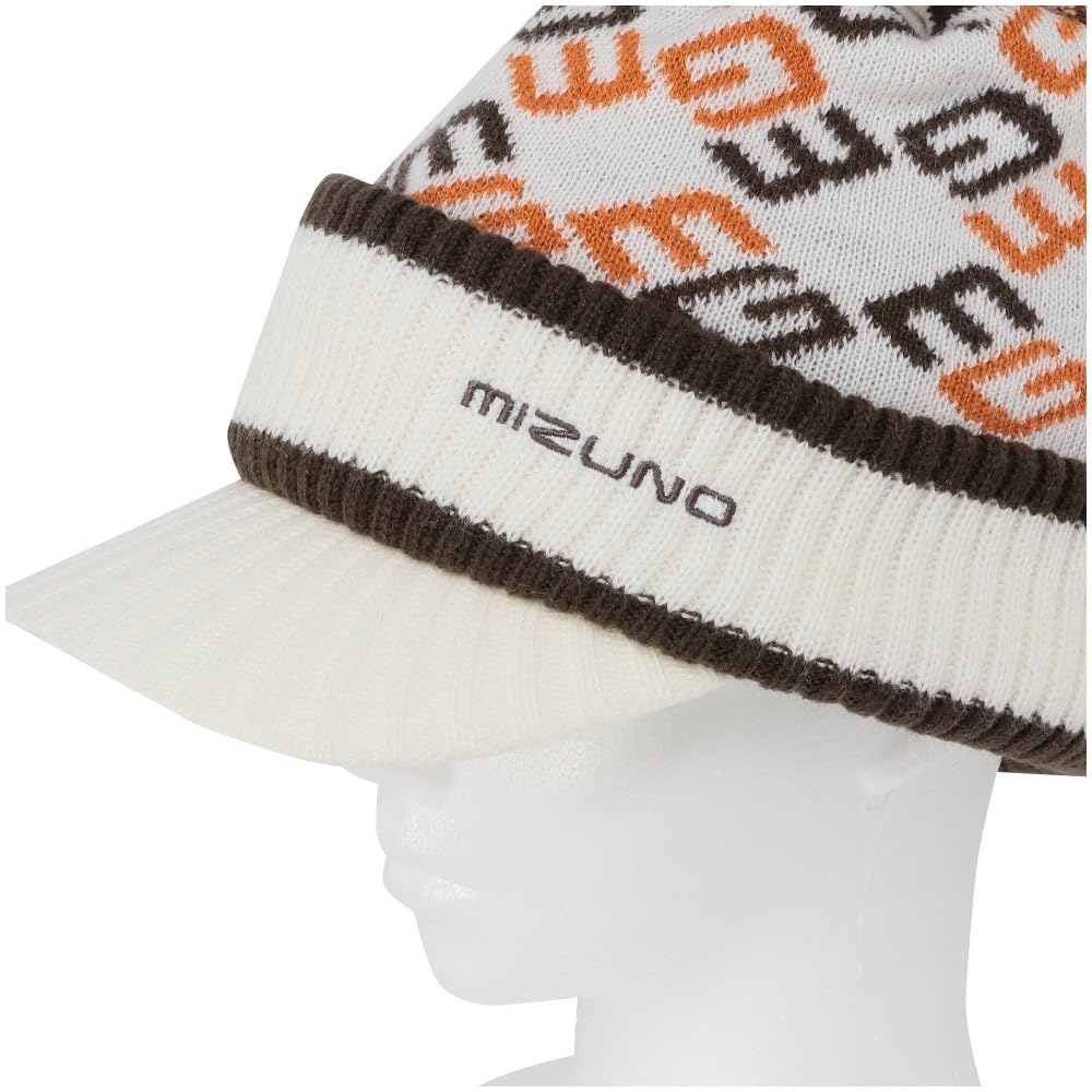Golf Breath Thermo MG Logo Knit with One Size Fits All [Mizuno] Cap, Cap, Brim, Heat-Generating Material, Hat, E2MWB708, Women's, Off-White,