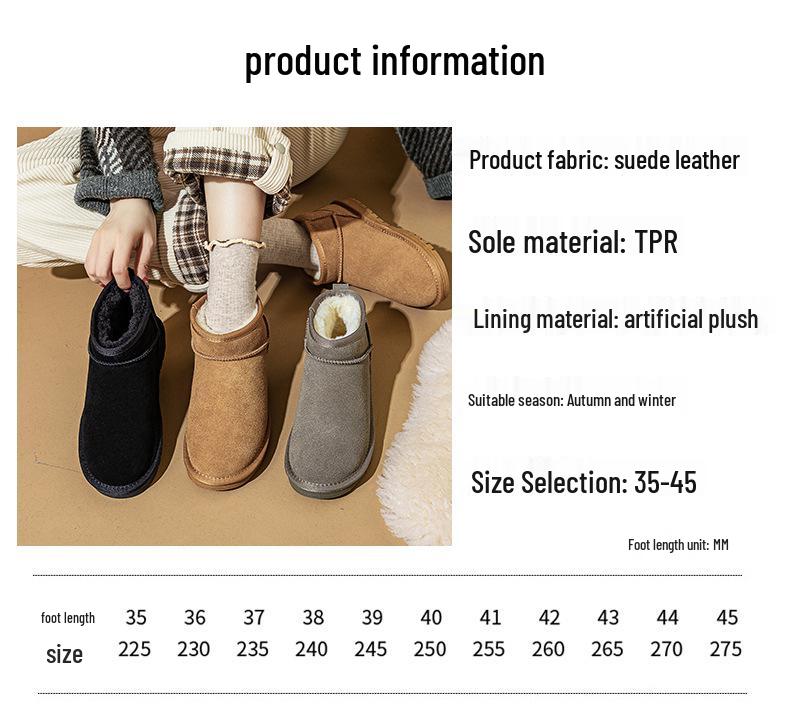 Women's 2025 Winter Rain and Snow Boots - Leather, Fur-Integrated, Warm, Non-Slip, Genuine Leather Short Boots