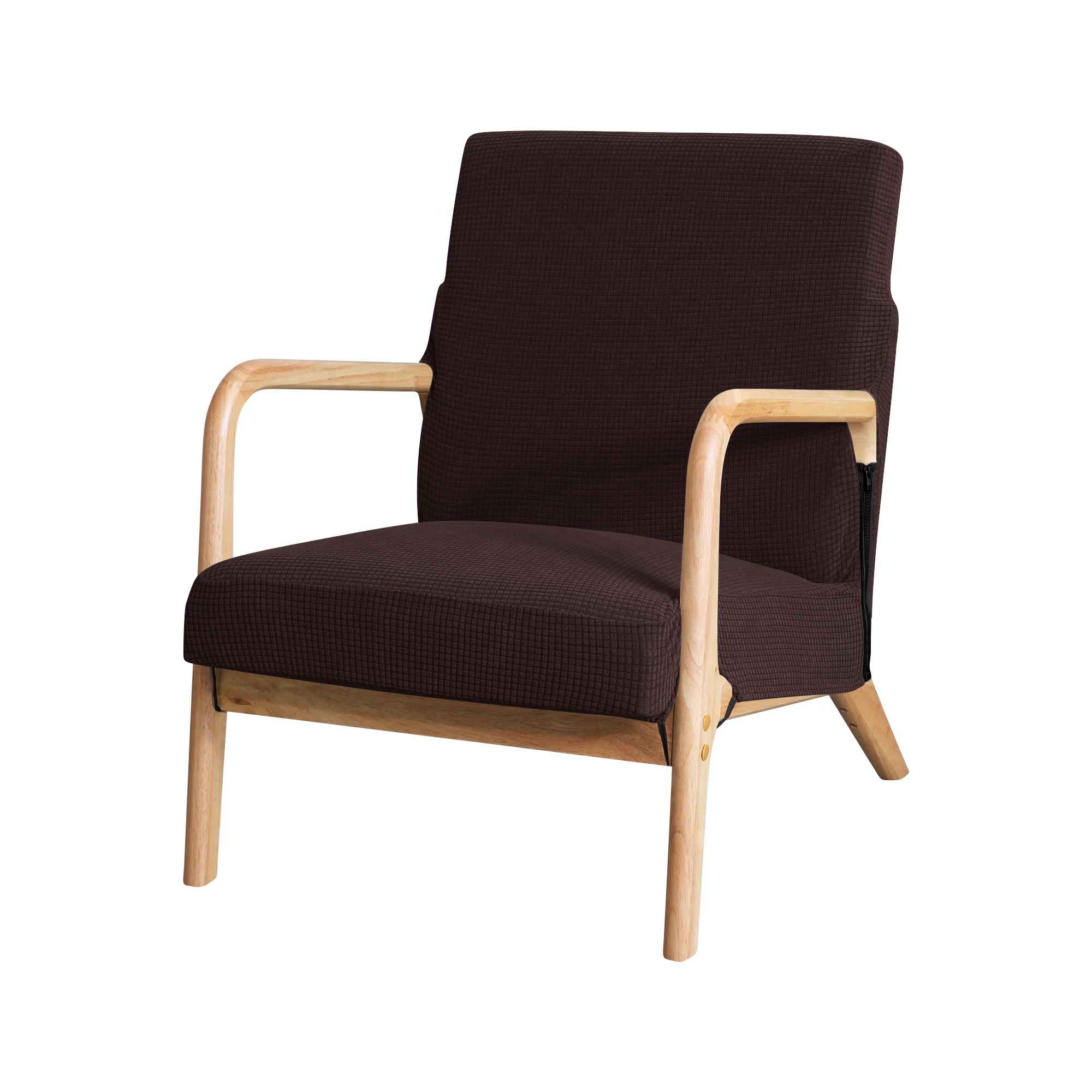 Jacquard Fauteuilhoes Waterafstotend Effen Kleur Rits Houten Stoelhoezen Slipcover Woondecoratie Stretch Meubelhoes 1PC