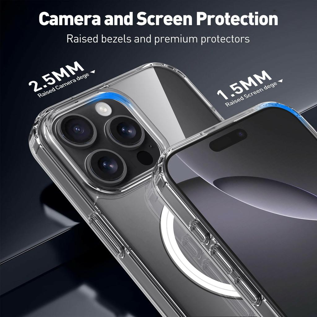 For iPhone 16 Pro Max Magnetic Case TPU+Acrylic Clear Phone Back Cover