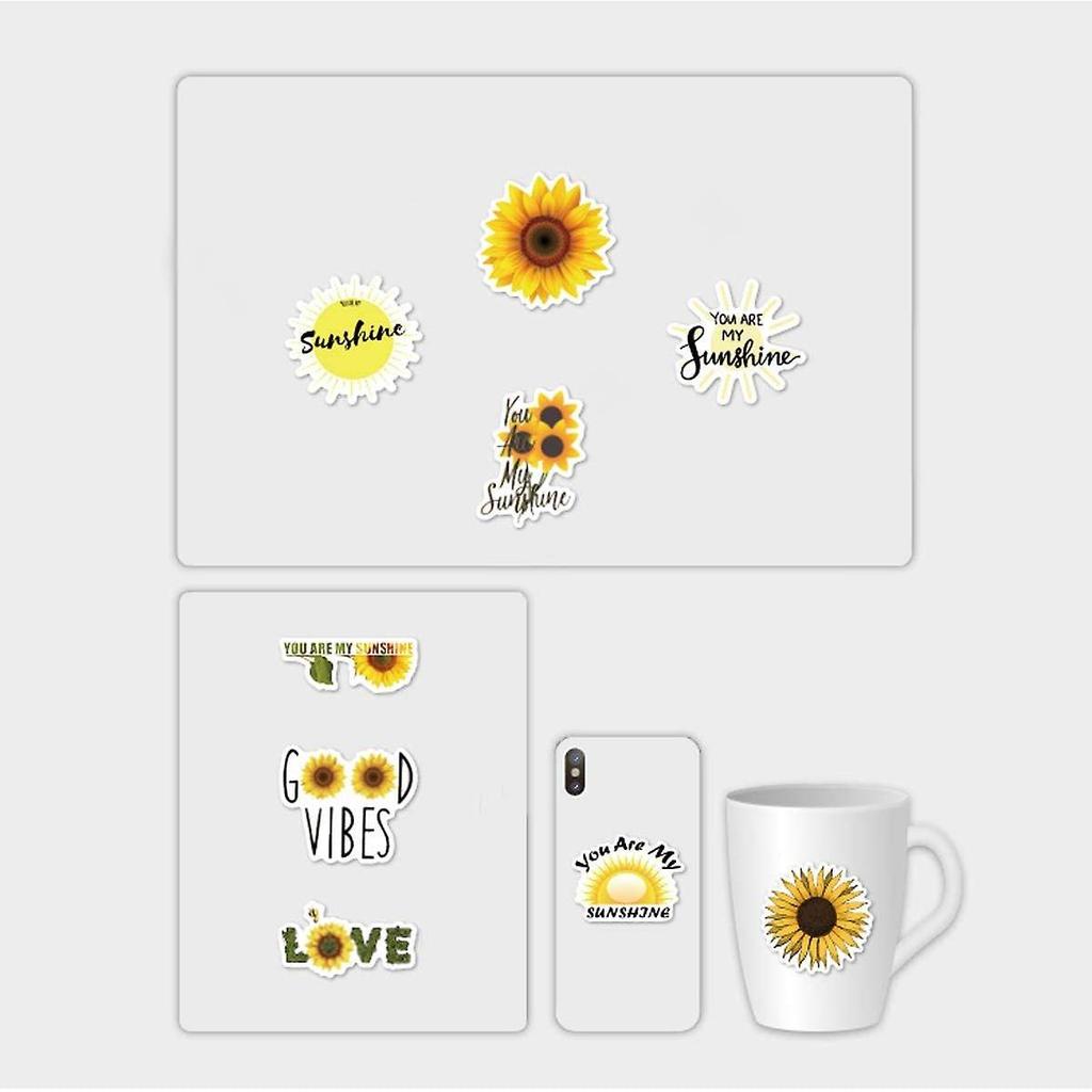 Sonnenblumen-Aufkleber | 50er-Pack | Niedlich, Wasserdicht, Ästhetisch, Trendige Aufkleber für Teenager, Mädchen, Perfekt für Laptop, Hydro Flask, Handy, Skateboard, Reisen | Extra D