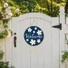Decorative Wood Sign for Porch Wooden Daisy Welcome Front Door, Rustic Farmhouse Hanging Wall Decor Floral Art with Hemp Rope, Plaque Home Entrance