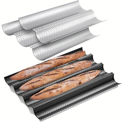 Perforated Baguette Pan Nonstick French Bread Baking Pan Oven Toaster 2/3/4 Slots Loaves Loaf Bake Mold Toast Cooking Bakers