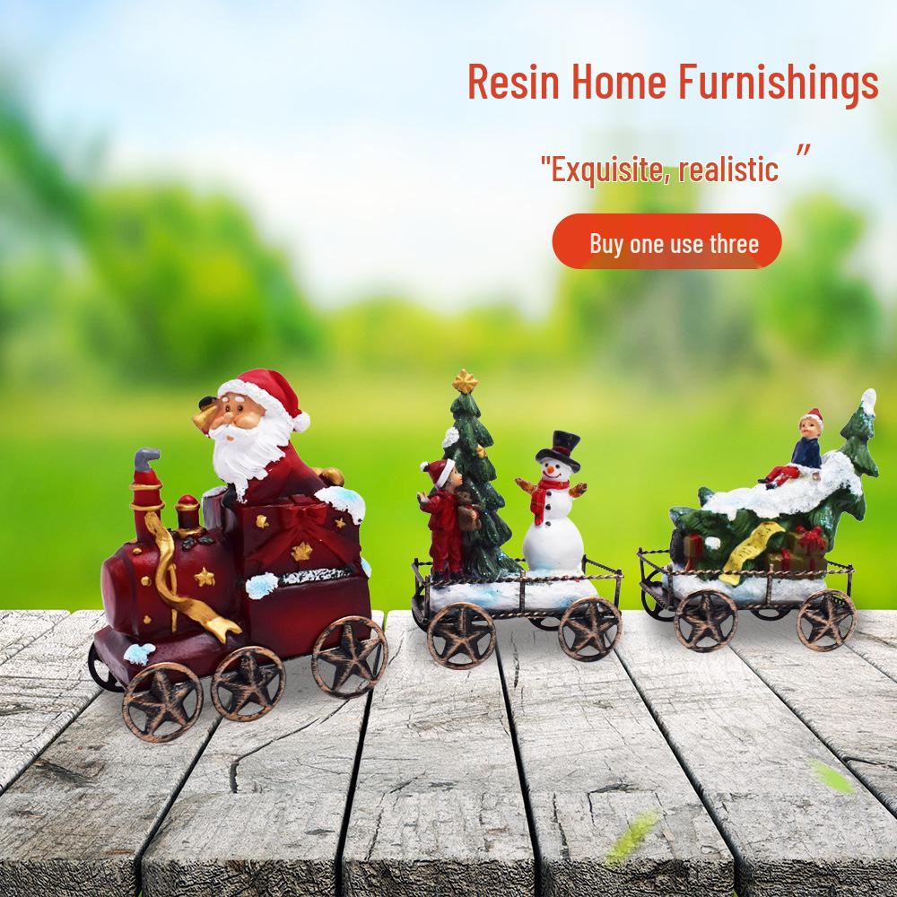 

Christmas Train Head Cover: Home Ornaments with Resin Santa Claus for Garden Landscape. BGZ230712
