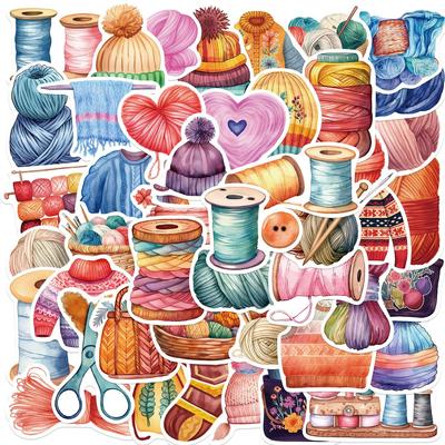 50 Cartoon Knitted Graffiti Stickers Guitar Notebook Suitcase DIY Waterproof Stickers