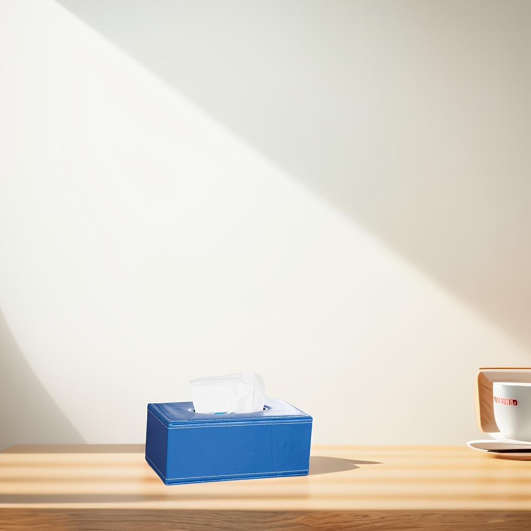 

Artificial leather tissue box holder, rectangular desktop storage box for home decoration - suitable for kitchen, bedroom, living room, dining room синий