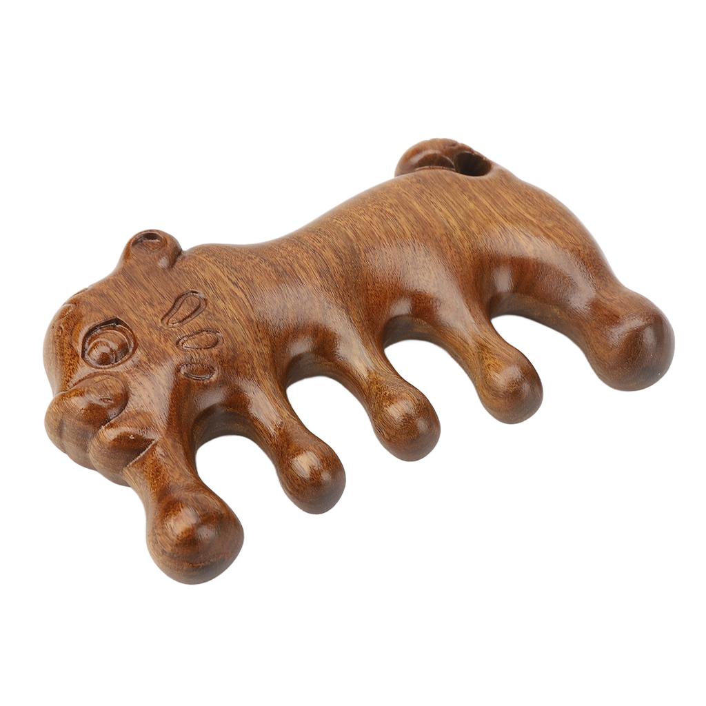 Wooden Head Scalp Comb Animal Shape Dredge Meridian Sandalwood Wide Tooth Massaging Comb