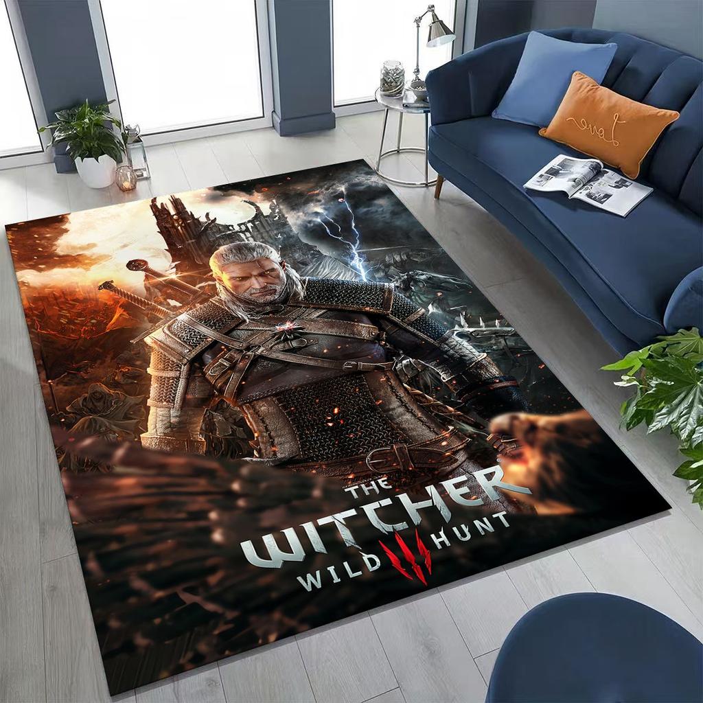 3D The W-Witcher Geralt Games Cartoon Rug for Bedroom Living Room Sofa Home Doormat Decor, Large Kid Play Non-slip Floor Mat