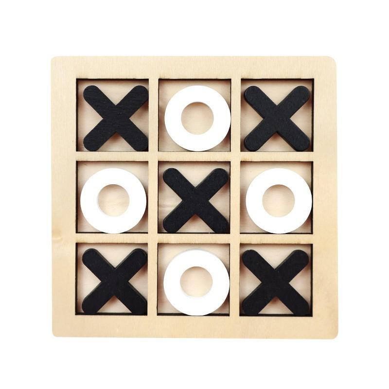 Gioco da tavolo in legno "Tris": Giocattolo di Pensiero Logico per Bambini, Attività Educativa e Interattiva Genitore-Figlio.