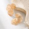 1 Pair Elegant Golden Flower Stud Earrings, KC Gold Plated Zinc Alloy, Chic for Daily/Dating/Parties/Holidays/Gift