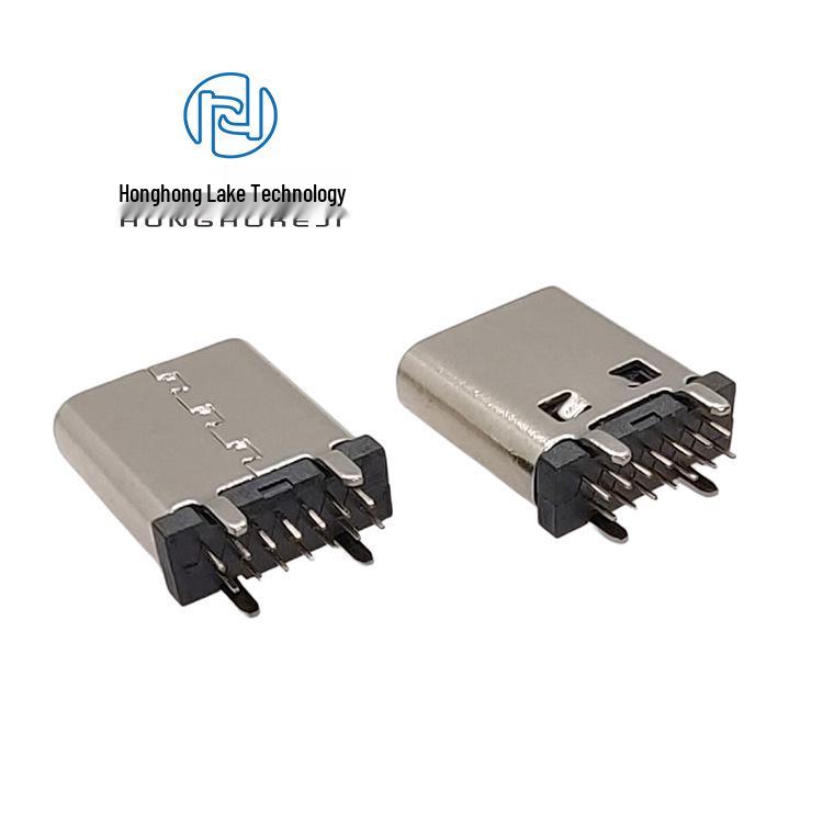 USB-C Female 24P Vertical SMD Fast-Charging Socket with High-Speed Transmission (9.3mm, 10mm, 10.5mm)
