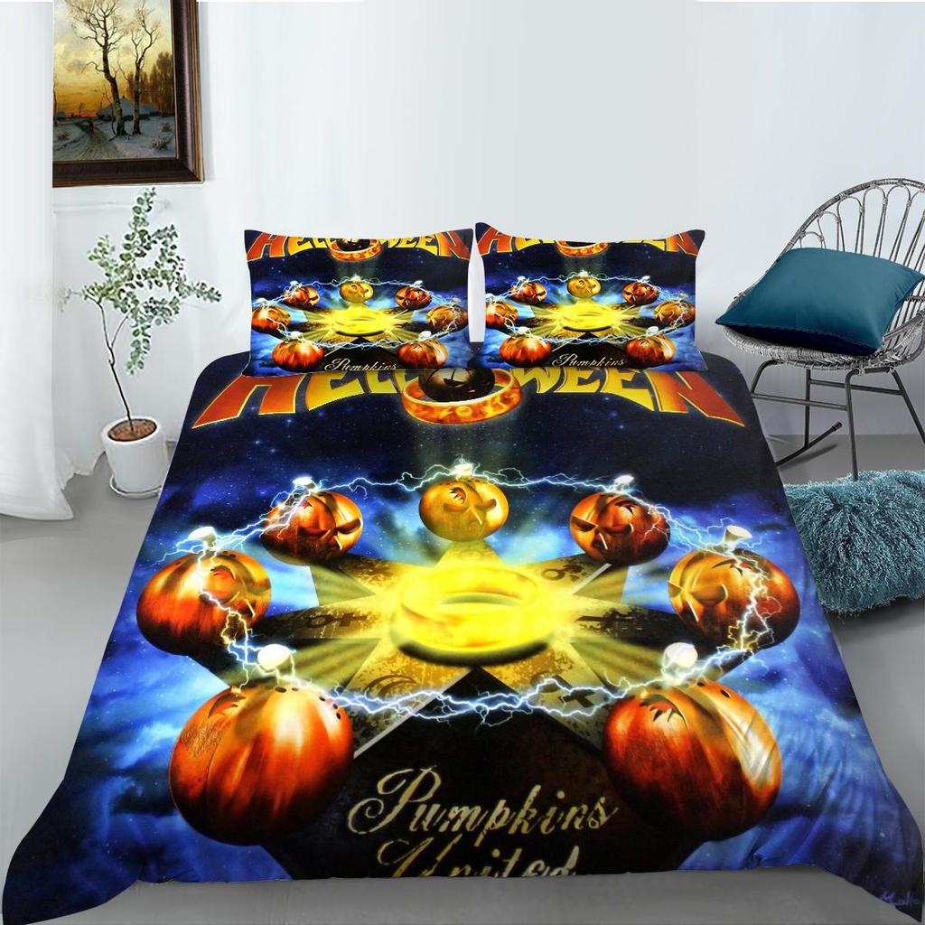 Set de husă de pilota cu imprimare 3D de Halloween cu fată de pernă Textile de casă Set de lenjerie de pat pentru copii Seturi de pat de o singură dimensiune