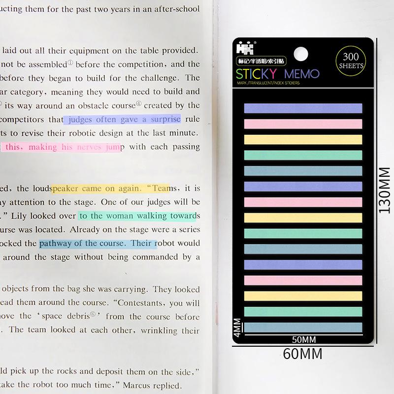 300 Sheets Rainbow Color Index Sticker Memo Pad Post-It Waterproof Transparent Sticky Notes School Supplies Kawaii Stationery
