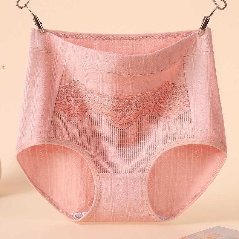 Big Size Ladies Spring and Autumn Pure Cotton High Waist Belly Without A Mark Wrapped Hip Middle Aged Briefs