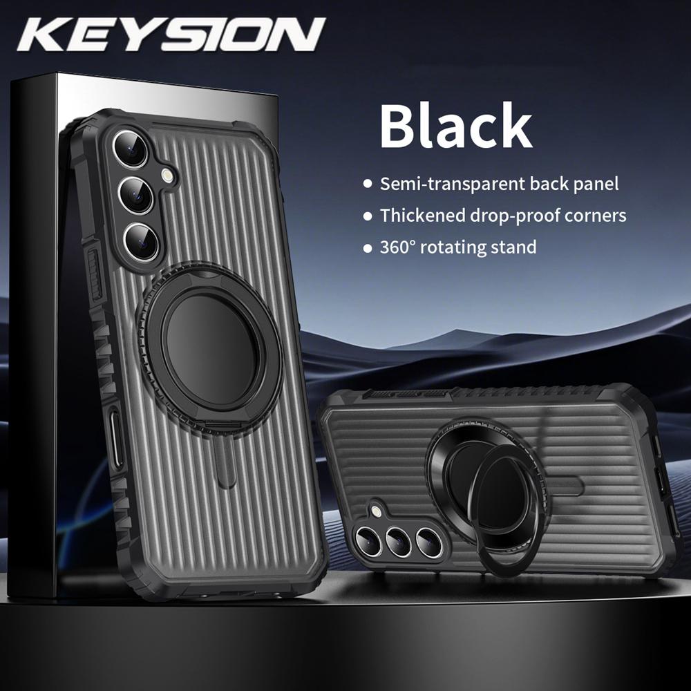 

KEYSION 360° Вращающийся Чехол-подставка с кольцом для Samsung Galaxy S25 Ultra S25+ Edge S24 FE Прозрачный Магнитный Противоударный Чехол для телефона for Galaxy S25 чёрный
