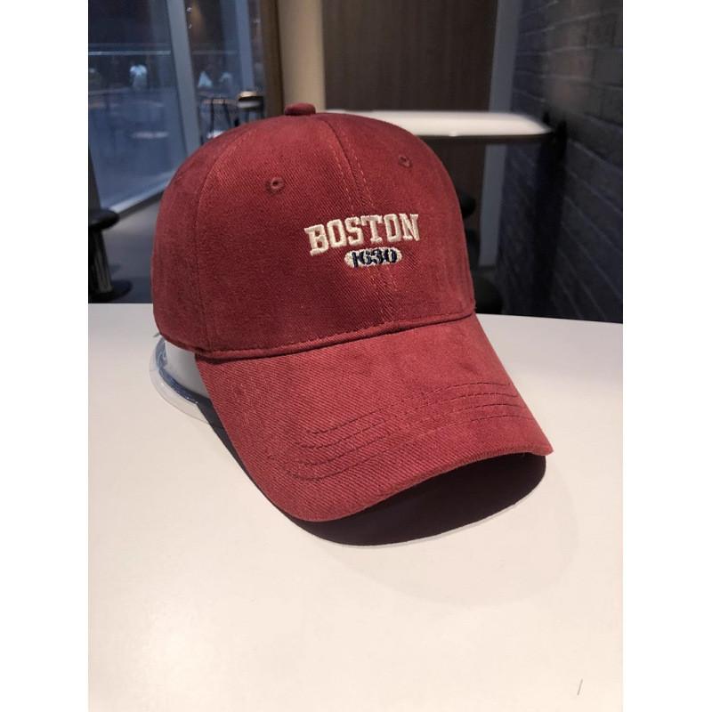 Boston Letter Embroidered Baseball Cap With Breathable Cotton For Casual Streetwear