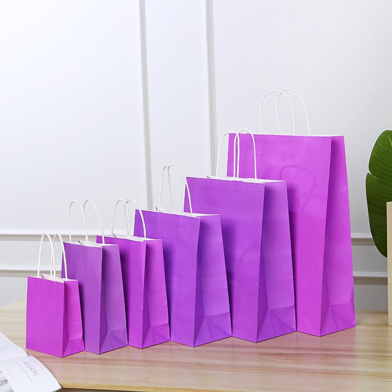 Spot Multi-color Kraft Paper Bag with Handles for Advertising, Gift Packaging, and Shopping, with Custom Printed Logo