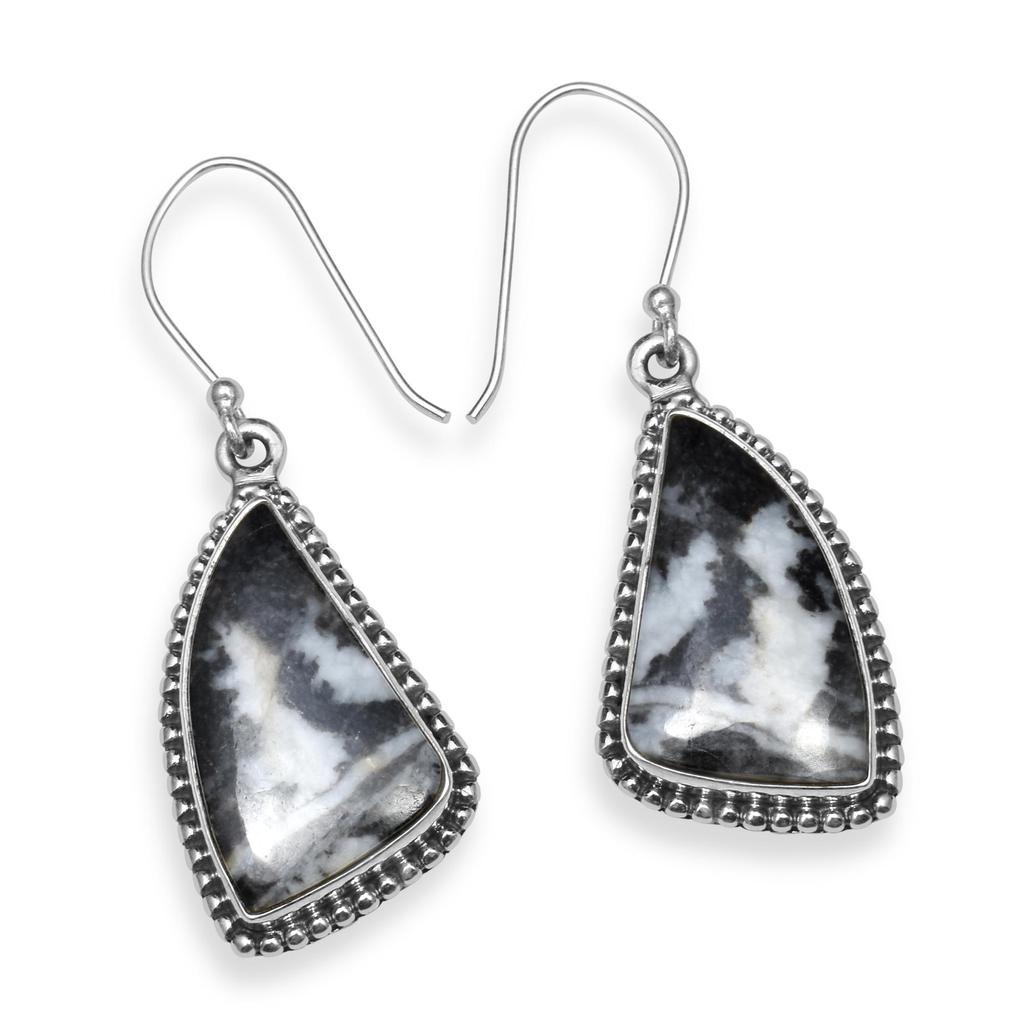 Natural Zebra Jasper Gemstone 925 Sterling Silver Handmade Drop Dangle Earrings for Women & Girls