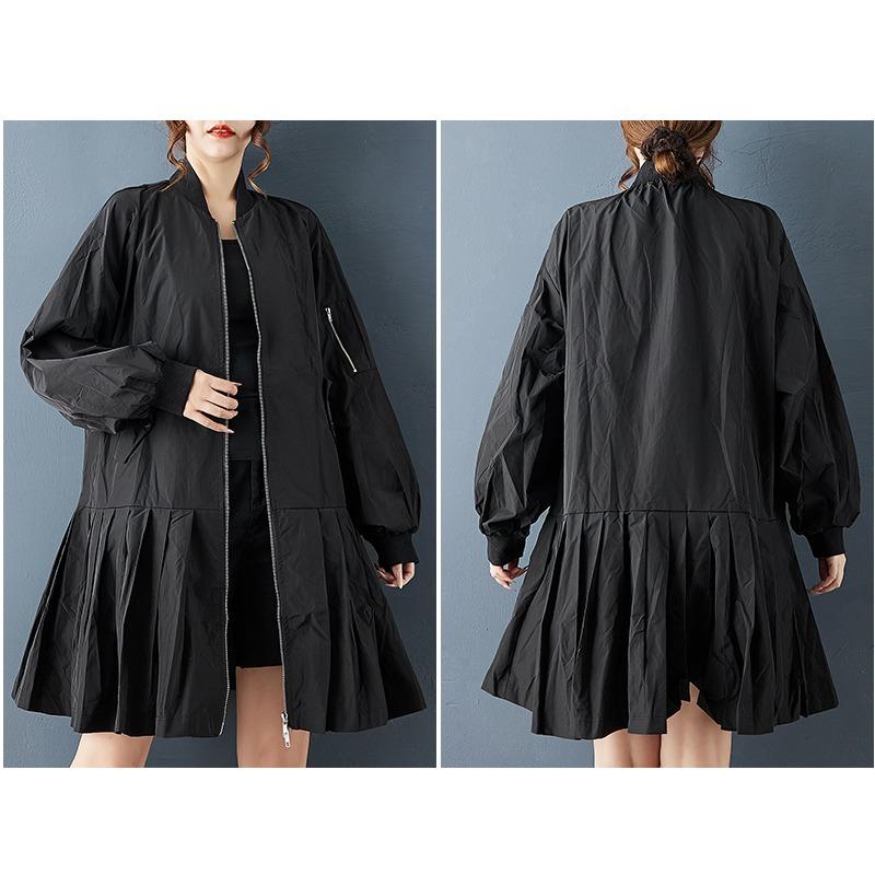 DIMANAF 2025 Plus Size Autumn Winter Plus Size Women Jackets Coat Long Sleeve Casual Loose Outerwear Black Zipper