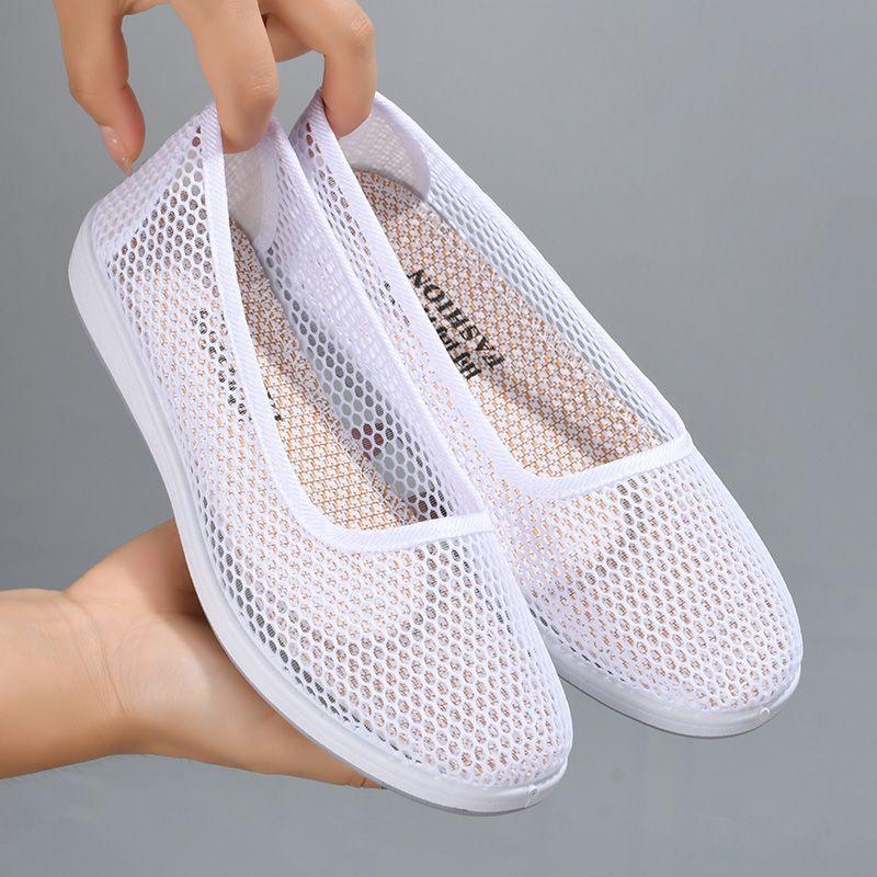 Mode Sommer Bequem und Elegant Originale Flache Damen Schuhe Koreanische Mode Leichte Lässige Slip-On Damen Mesh Atmungsaktive Schuhe