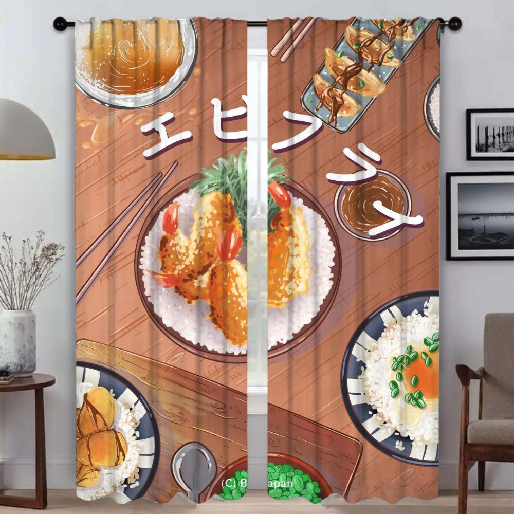 Blackout Curtain for Room 2 Panel Digital Illustrations Tulle for Bedroom Home Interior Curtains 2 Pieces Partition Shades Child