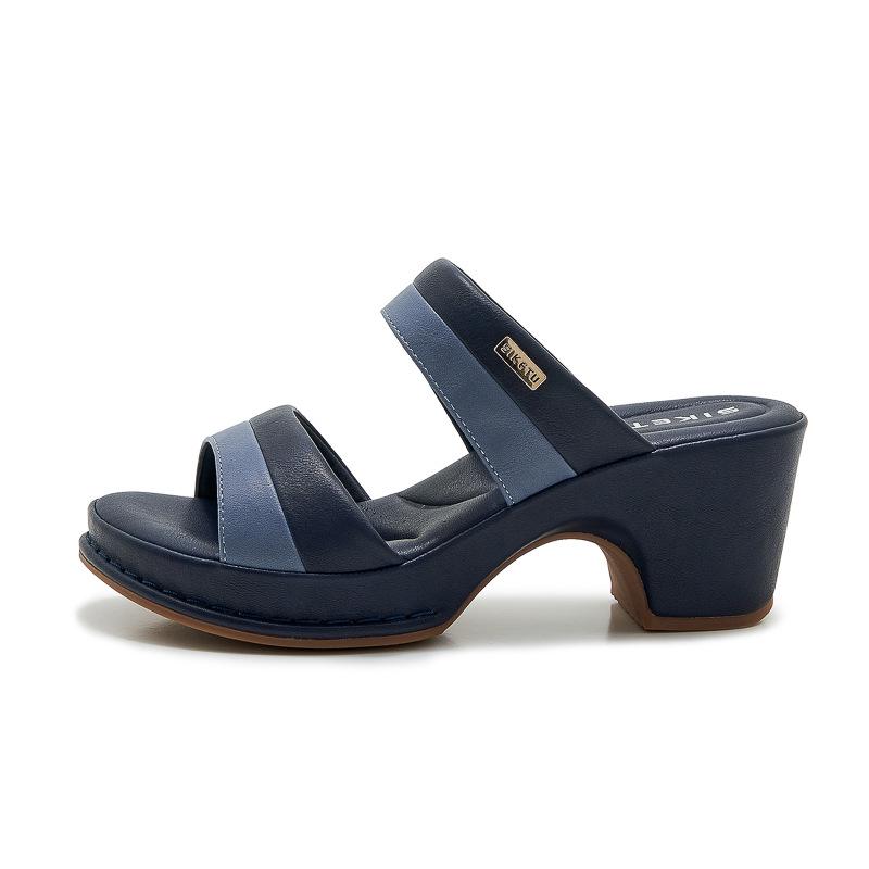 

Women s Spring 2026 Chunky Heel Color Block Sandals - Lightweight & Comfortable for Moms 36 королевский синий