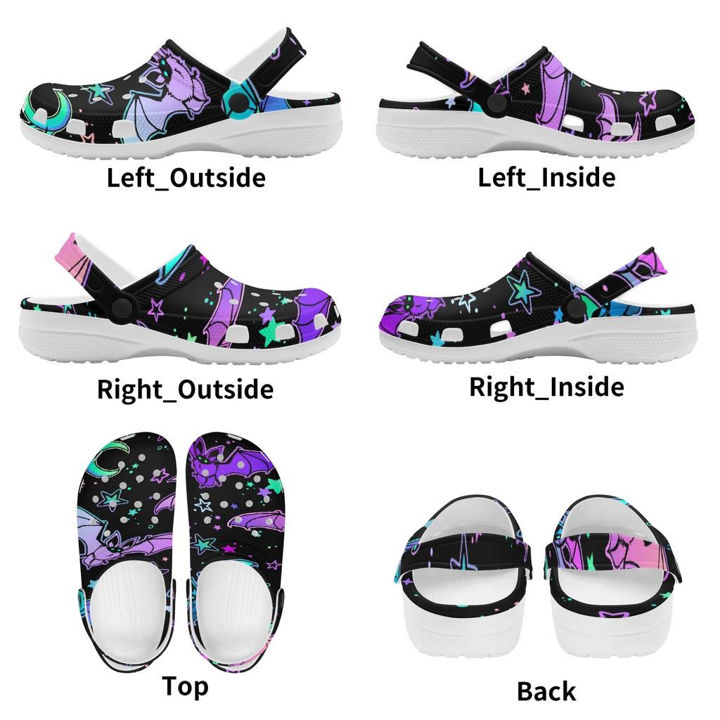 White EVA Clogs with Dark Rose Print, Lightweight Slip On Garden Shoes, Breathable Beach Sandals, Indoor Outdoor Slippers for Men Women