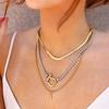 ZAKOL Personalized 18K Gold Plated Stainless Steel Rope Chain Horseshoe Necklace for Women Fashion Choker Party Zircon