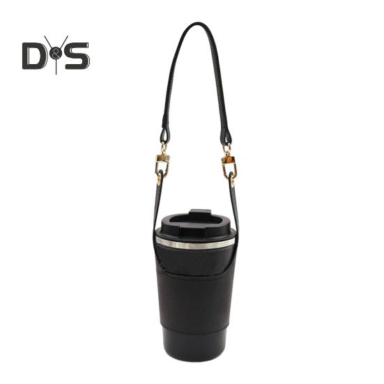 

Чехол для стакана из искусственной кожи, переносной держатель для напитков, термоизоляционный чехол для стакана для путешествий, сумка для напитков, круизные принадлежности чёрный