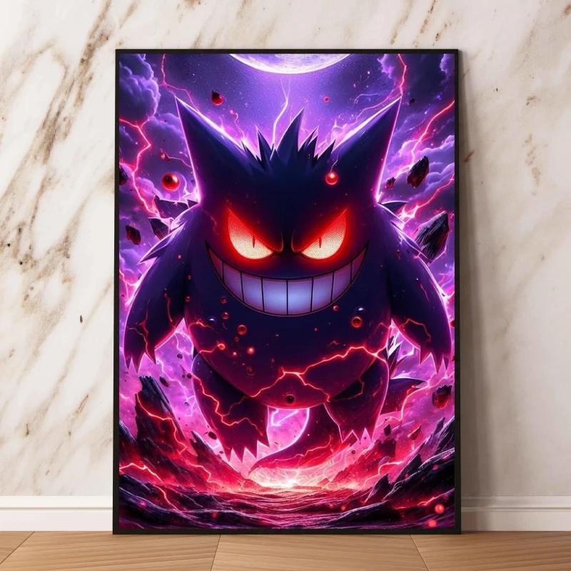 Gengar Themed Room Decor Painting Fantasy Dark Style Hd Canvas Poster Print High Quality Artwork for Pokemon Enthusiasts