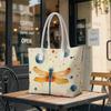 Watercolor Dragonfly Printed Casual Shoulder Tote Bag Fashion Aesthetic Large Capacity Daily Handbag