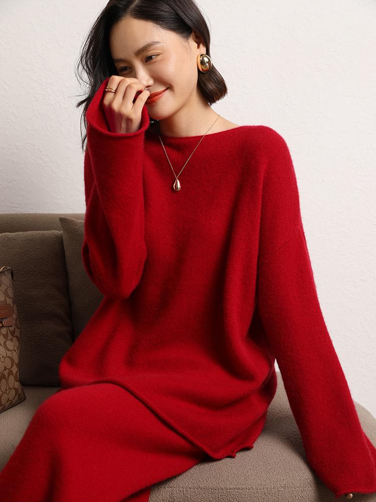 Autumn/Winter 2026 Women's Cashmere One-Shoulder Loose Pullover Sweater