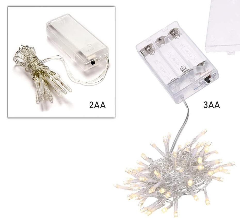 4 ks Teplé bílé vánoční světýlka  1,5 m / 3 m / 6 m / 5 m / 9 m  Vodotěsné bateriové LED řetězové světla Vánoční dekorace pro domácnost