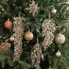 Shiny Glitter Branches Christmas Tree Pendant DIY Realistic Christmas Cypress Leaf Christmas Ornament Christmas Decor