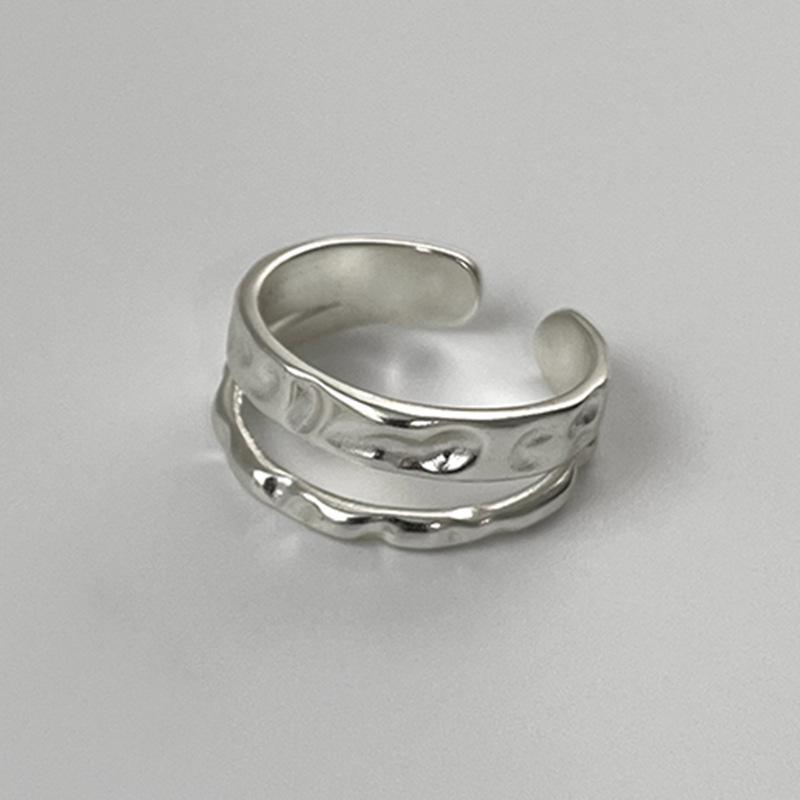 Двухслойное женское регулируемое штабелируемое кольцо с неровной плиссировкой Adjustable