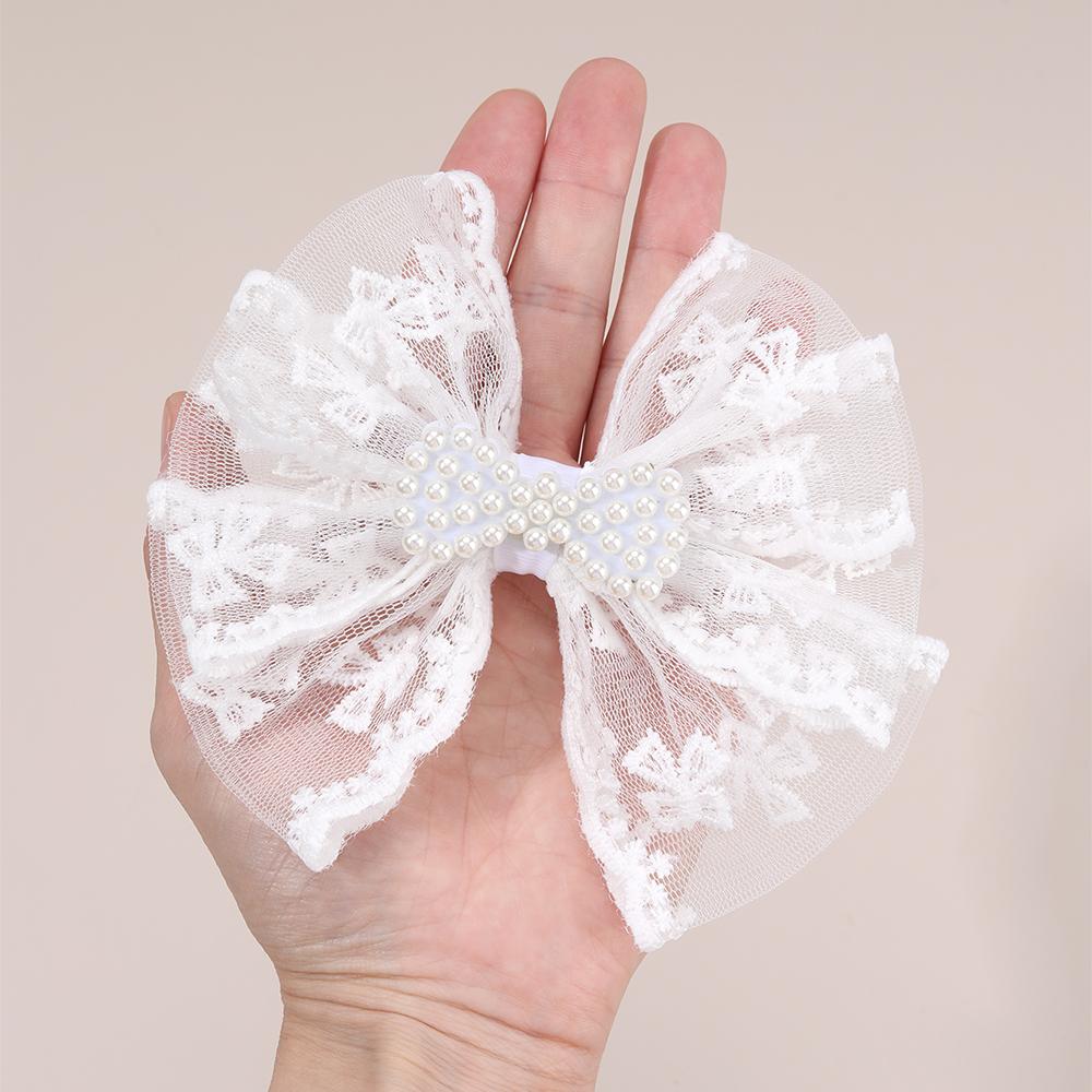 2Pcs Flower Lace Bow Hair Clips For Girls Sweet Pearls Hairpins Floral Embroidery Barrette Children Kids Headwear Accessories