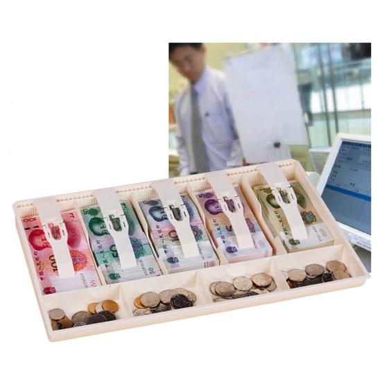 5 Grid Money Cash Coin Register Cashier Box Insert Tray Storage Drawer Organizer