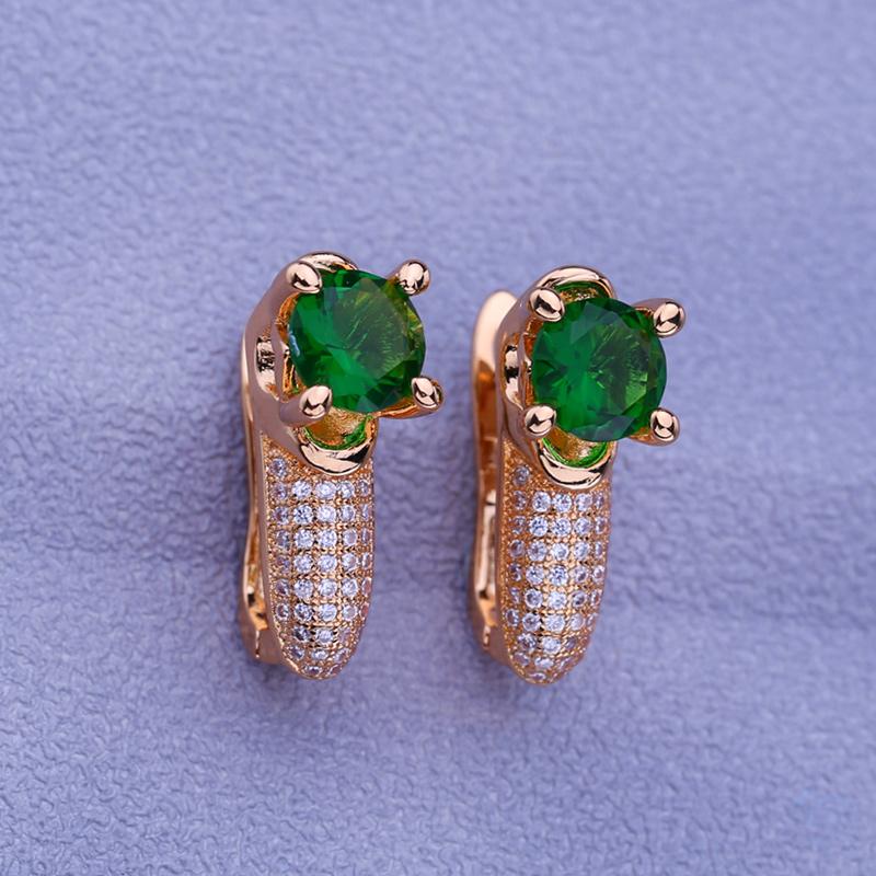 Orecchini a clip MINTHA Trendy color oro rosa Matrimonio Gioielli di moda quotidiana Orecchini con zirconi cubici verdi per donne Orecchini da sposa