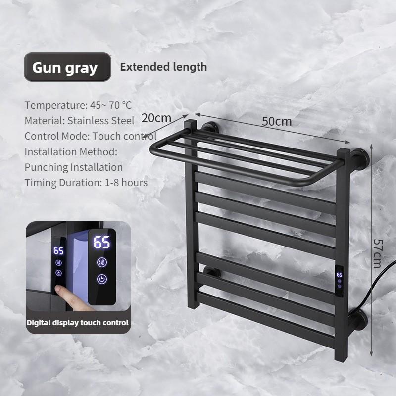 Bathroom LED Digital Display Constant Temperature Drying Storage Rack Stainless Steel Intelligent Electric Towel Rack