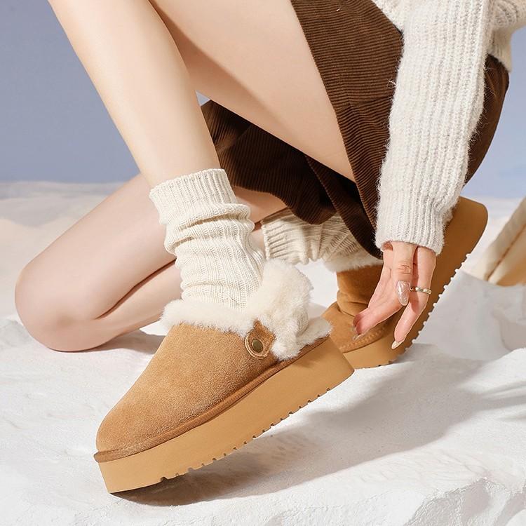 Thick-soled velvet thickened snow boots women's 2025 new winter Sangpo Village warm fluffy shoes thickened slippers women