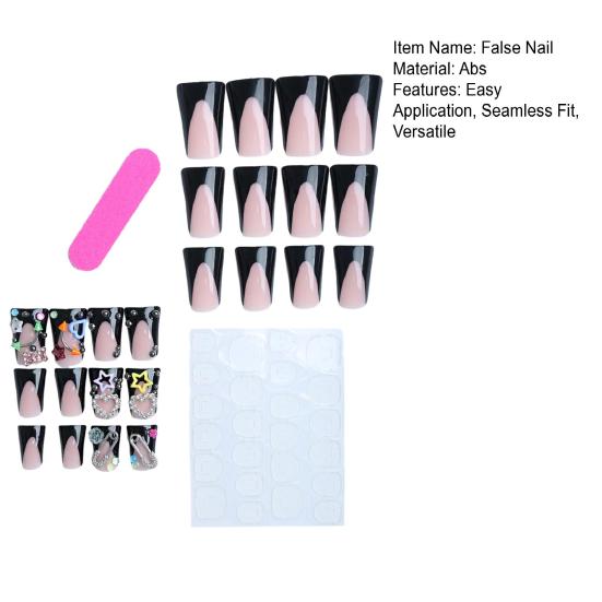 False Nails with Jelly Glue Heart Star Pattern Removable Artificial Nails Non-irritating Easy Apply Nail Art Stickers